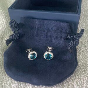 14kt White Gold London Blue Topaz and Diamond Earrings